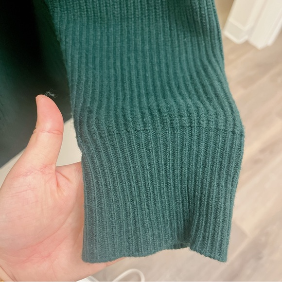 Sandro green knit wool oversized cardigan with inset lace size FR 2 - Picture 4 of 14